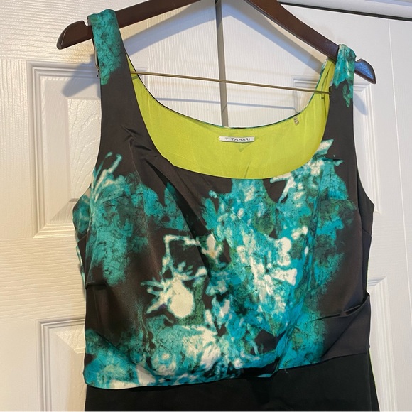 TAHARI Satin Neon Zipper Accent Office Professional Dress. Size 14 - Picture 15 of 16